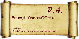 Prunyi Annamária névjegykártya