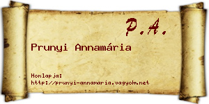 Prunyi Annamária névjegykártya